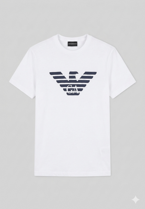 Emporio Armani  Women's White  Bianco Logo Print Cotton T-shirt | Emporio Armani in Lebanon