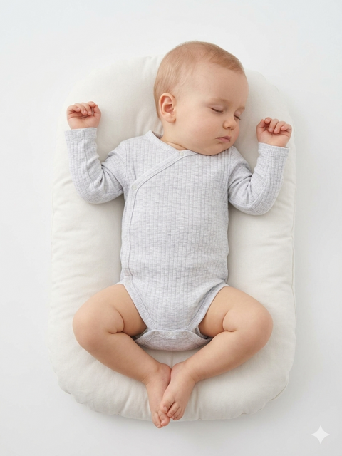 Sinsay Baby Boy's Grey Ribbed Long Sleeve Wrap Bodysuit | Sinsay in Lebanon