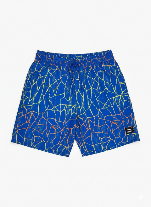 Puma Men's Blue Abstract Crackle Print Performance Shorts | Puma in Lebanon