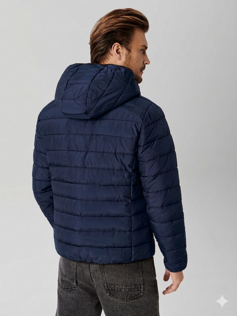 Sinsay Men's Navy Quilted Puffer Hooded Jacket|Sinsay In Lebanon