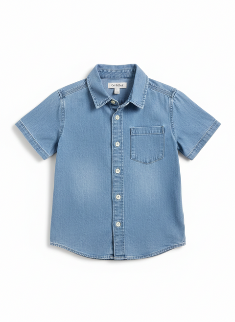 Cat & Jack Boys' Light Blue Short Sleeve Denim Shirt | Cat & Jack in Lebanon