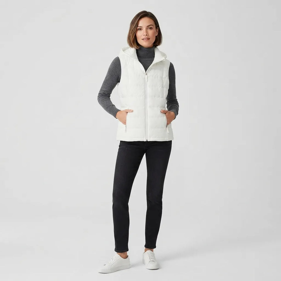 Charter Club Women's White Puffer Hooded Vest