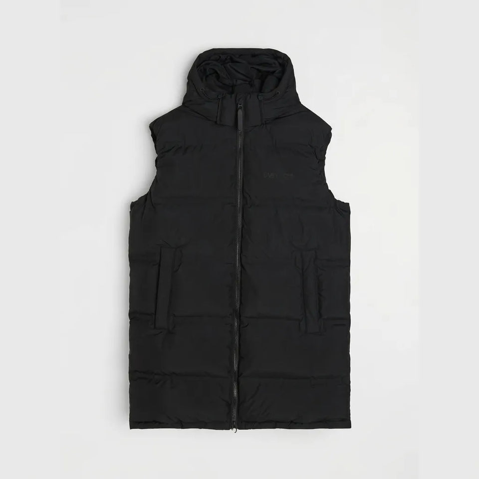 Sinsay Men's Black Hooded Puffer Vest With Vertical Side Pockets