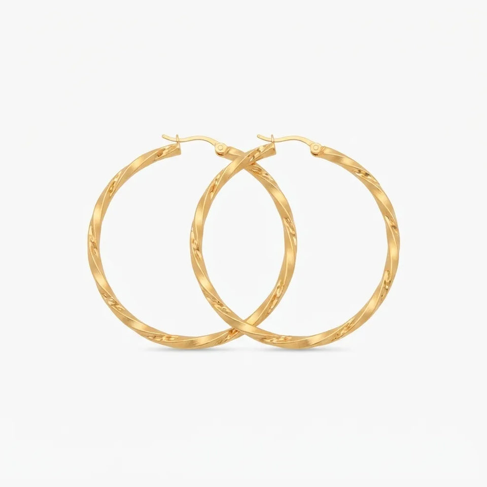 SD Women's Gold-Tone Twist Hoop Earrings