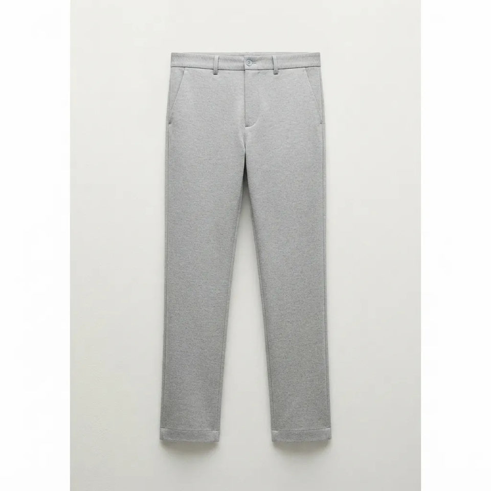 Sinsay Men's Gray Slim-Fit Smart Jersey Trousers