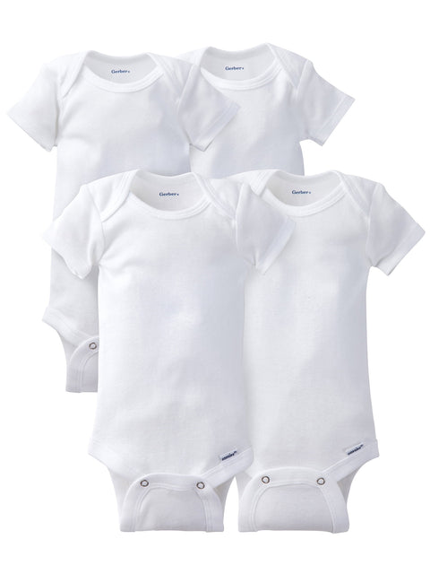 Geber Baby's Unisex White Pack Of 4 Short Sleeve Bodysuits | Geber In Lebanon