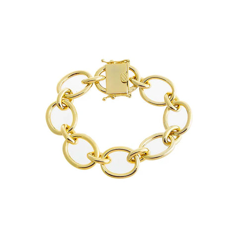 Adina Eden Women's Gold Solid Open Circle Link Bracelet| Adina Eden In Lebanon