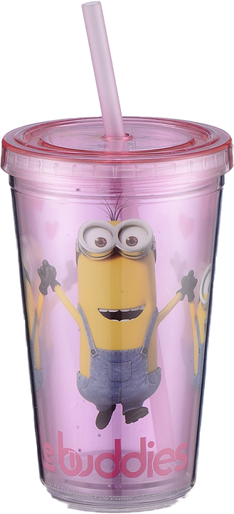 SD Minions Double Wall Plastic Cup With Straw|SD In Lebanon