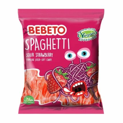Bebeto Spaghetti Sour Strawberry 80g | Bebeto In Lebanon