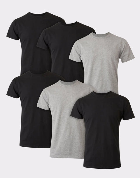 Hanes Men's Black and Gray 6-Pack Ultimate Crewneck ComfortSoft T-Shirts | Hanes In Lebanon (Copy)