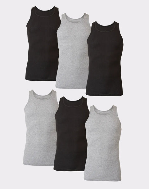 Hanes Men's Black and Gray 6-Pack Ultimate ComfortSoft Tanks | Hanes In Lebanon