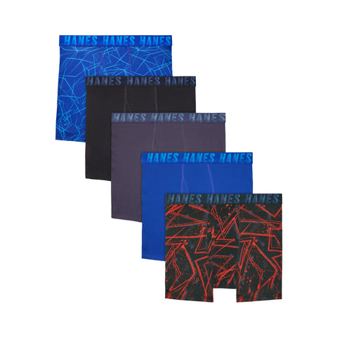 Set of Hanes underwear packages with various designs on a white background