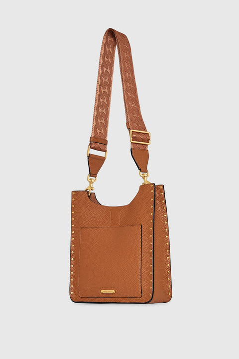 Rebecca Minkoff Women's Camel Leather Darren Medium Feed Crossbody Bag | Rebecca Minkoff In Lebanon