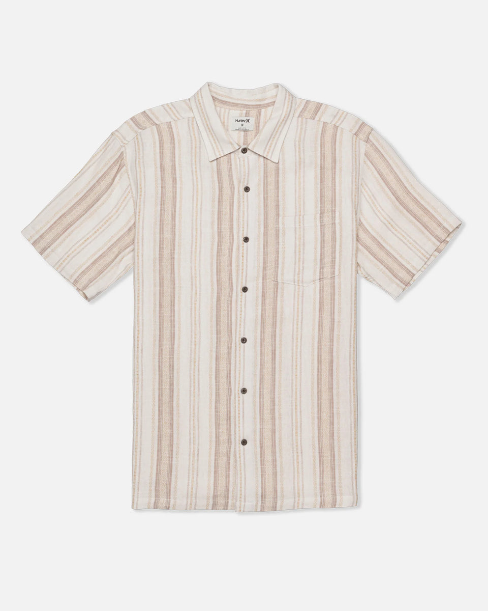 Hurley Men's Tan Striped Short-Sleeve Button-Down Shirt | Hurley in Lebanon