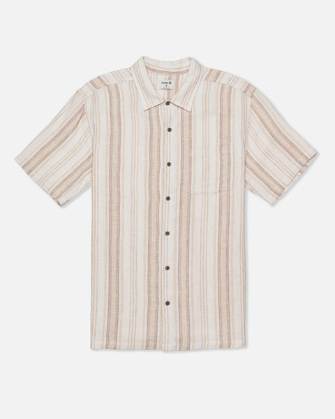 Hurley Men's Tan Striped Short-Sleeve Button-Down Shirt | Hurley in Lebanon