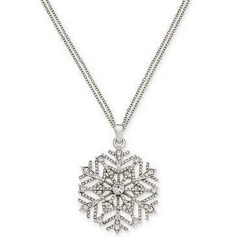 Holiday Lane Women's Silver-Tone Crystal Snowflake 36 Inches Pendant Necklace | Holiday Lane In Lebanon
