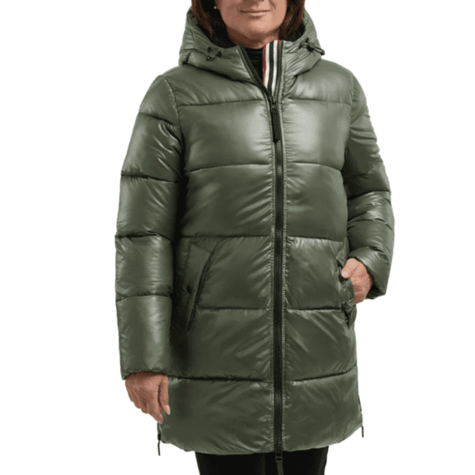 Hunter Women's Olive Green Hooded Long Puffer Jacket