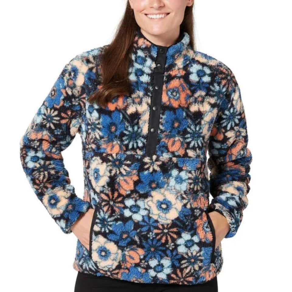 Hurley Women's Multicolor Snap Super Soft Plush Fleece Sweatshirt