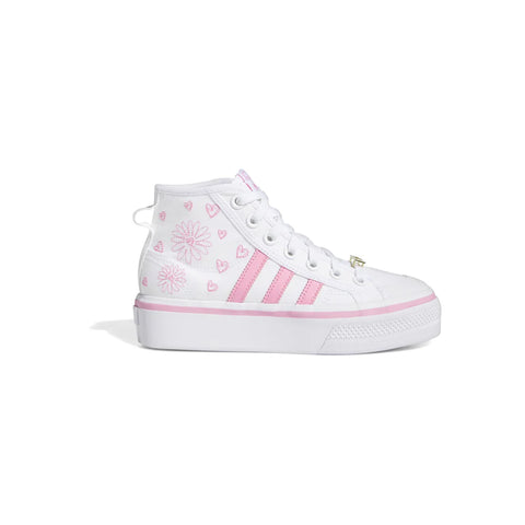 Adidas Women's White & Pink Nizza High Top Platform Lace Up Sneaker | Adidas In Lebanon