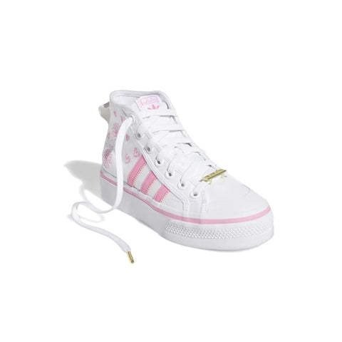 Adidas Women's White & Pink Nizza High Top Platform Lace Up Sneaker | Adidas In Lebanon