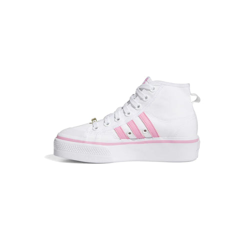 Adidas Women's White & Pink Nizza High Top Platform Lace Up Sneaker | Adidas In Lebanon