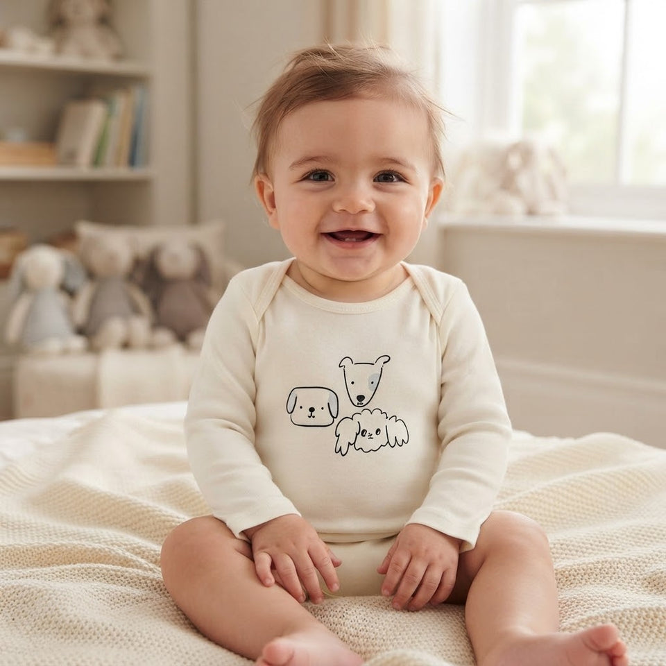 Sinsay Baby Boy's Off White Doodle Print Long-SleevesBodysuit