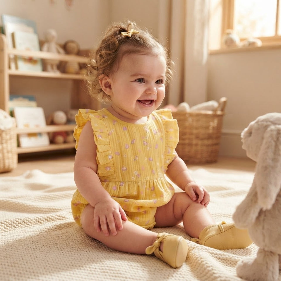 Sinsay Baby Girl's Yellow Subtle Floral Print Bodysuit