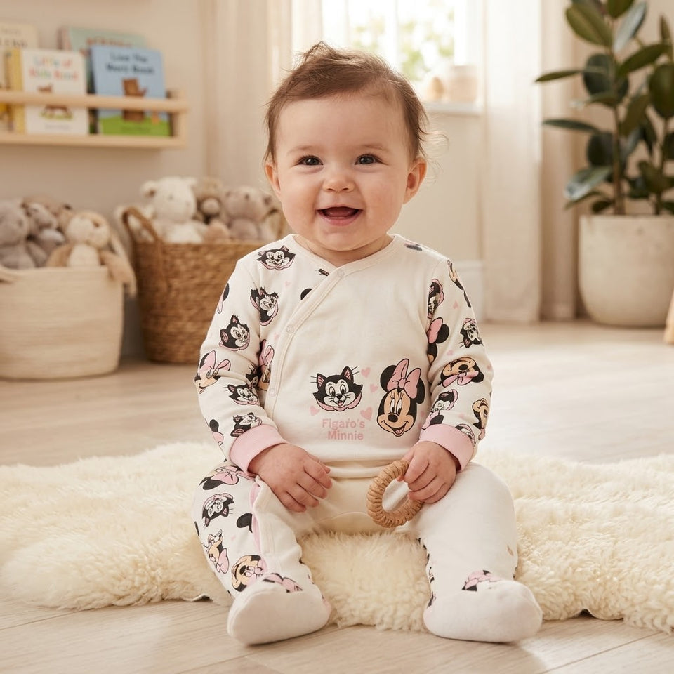 Sinsay Girl's Off White Minnie Mouse Print All Over Printed Overall