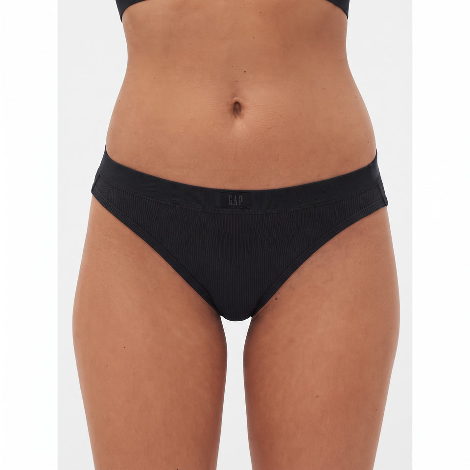 Gap Women's Black Ribbed Logo Wait Band Briefs