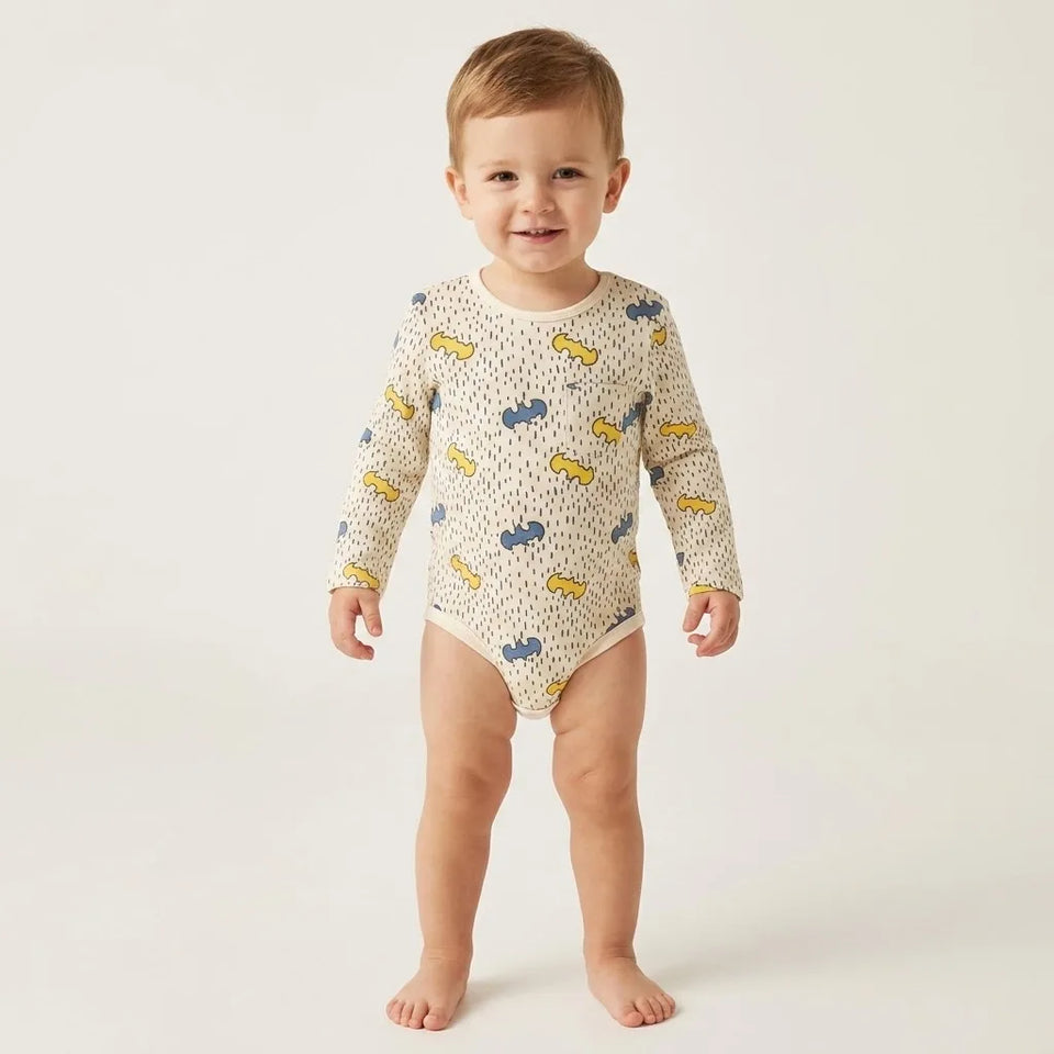Sinsay Boy's Off White All-Over Cartoon Print Bodysuit
