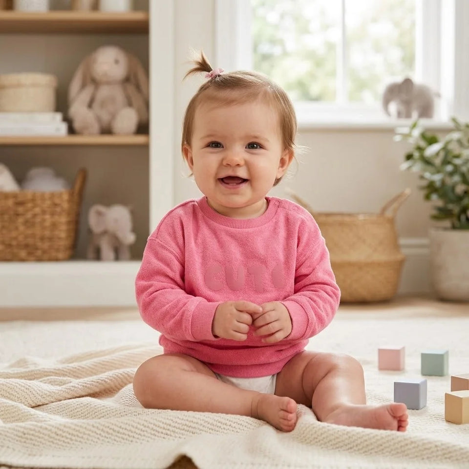 Sinsay Baby Girl's Pink Chest Print Sweatshirt