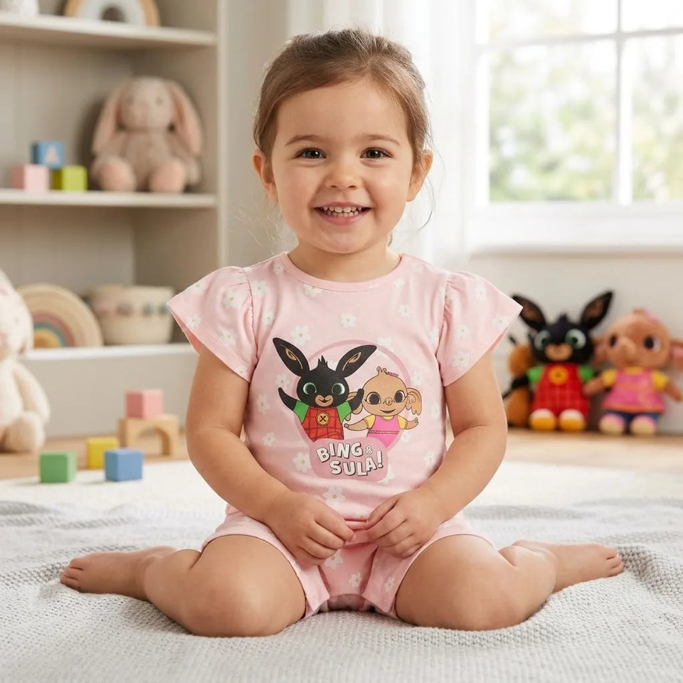 Sinsay Girl's Light Pink Daisy Pattern Romper