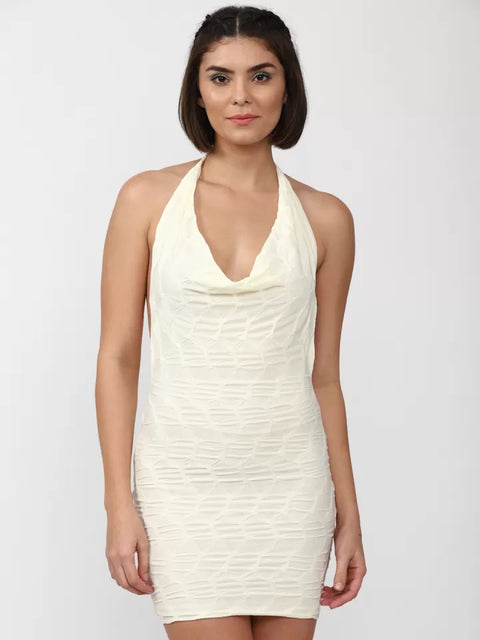 Forever 21 Women's Off White Plunging Halter Bodycon Mini Dress |Forever 21 In Lebanon