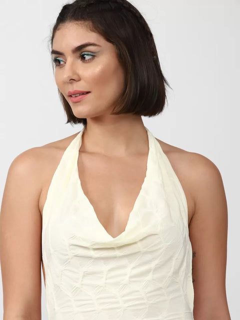Forever 21 Women's Off White Plunging Halter Bodycon Mini Dress |Forever 21 In Lebanon