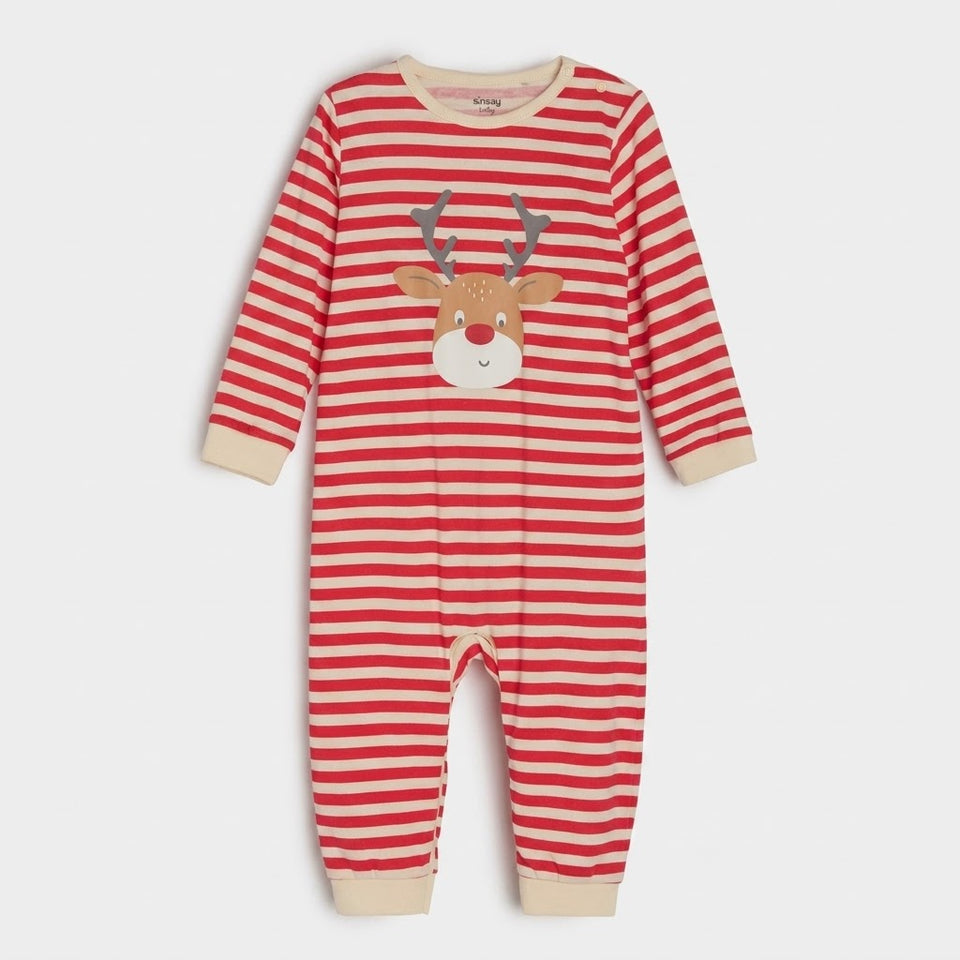 Sinsay Baby's Beige & Red Striped Overall
