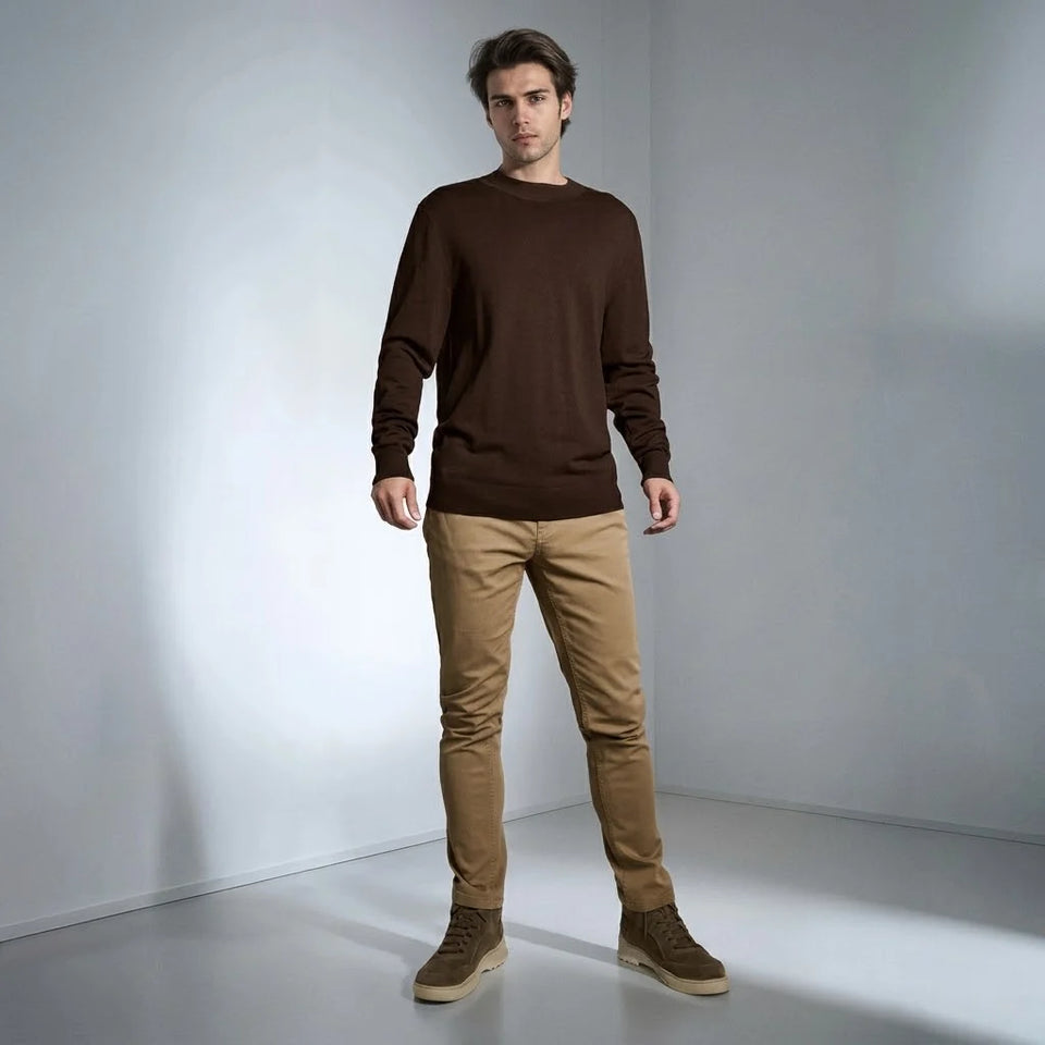 Sinsay Men's Khaki Green Slim-Fit Trousers