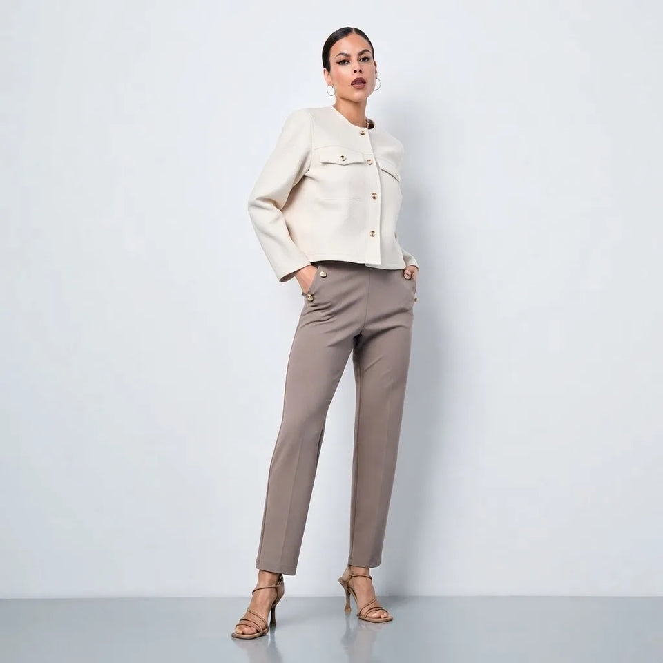 Sinsay Women's Taupe High-Rise Trousers