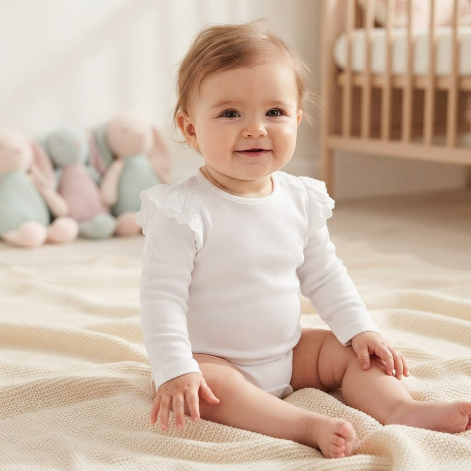 Sinsay Baby Girl's White Delicate Ruffled Bodysuit