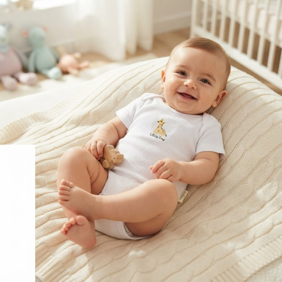 Sinsay Baby Boy's Whites Chest Print Short-Sleeves Bodysuit