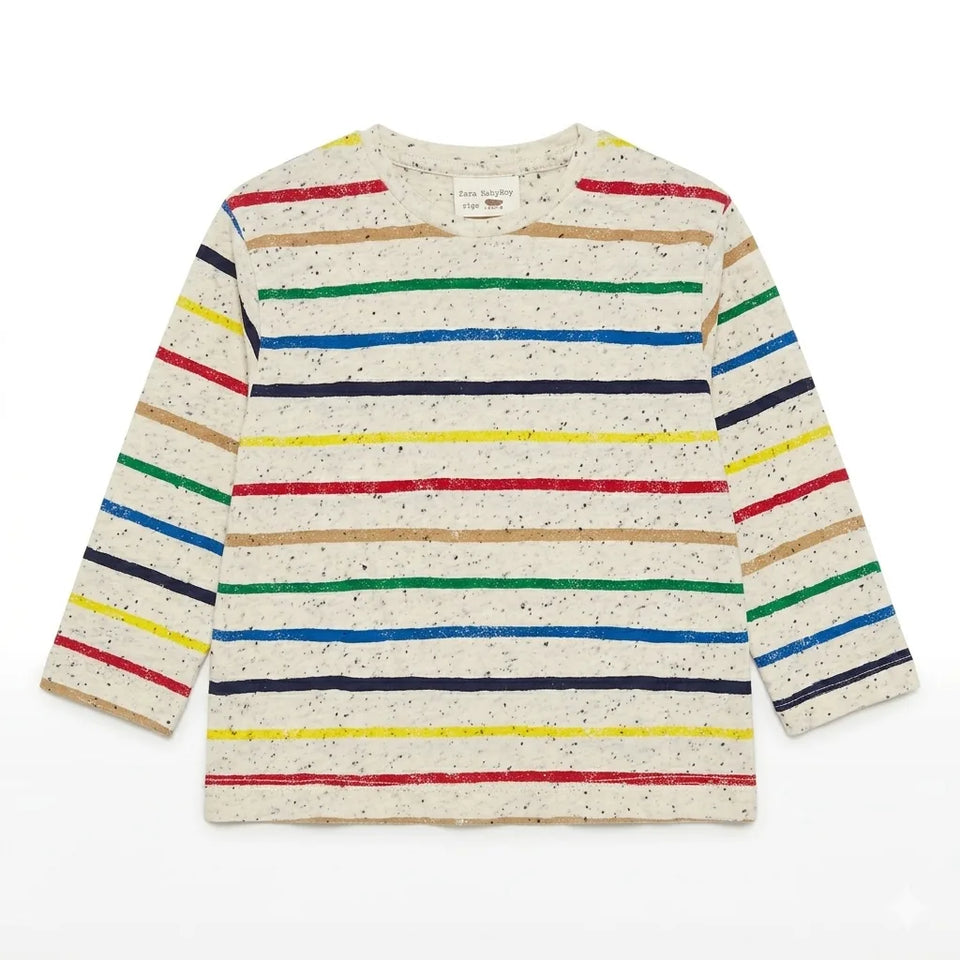 Zara Baby Boy's Multicolor Striped Crew Neck Long Sleeve Blouse | Zara In Lebanon