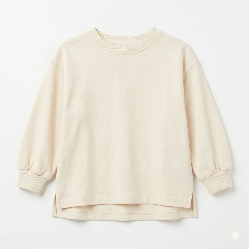 Zara Girl's Beige Plain Crew Neck Long Sleeve Blouse | Zara In Lebanon