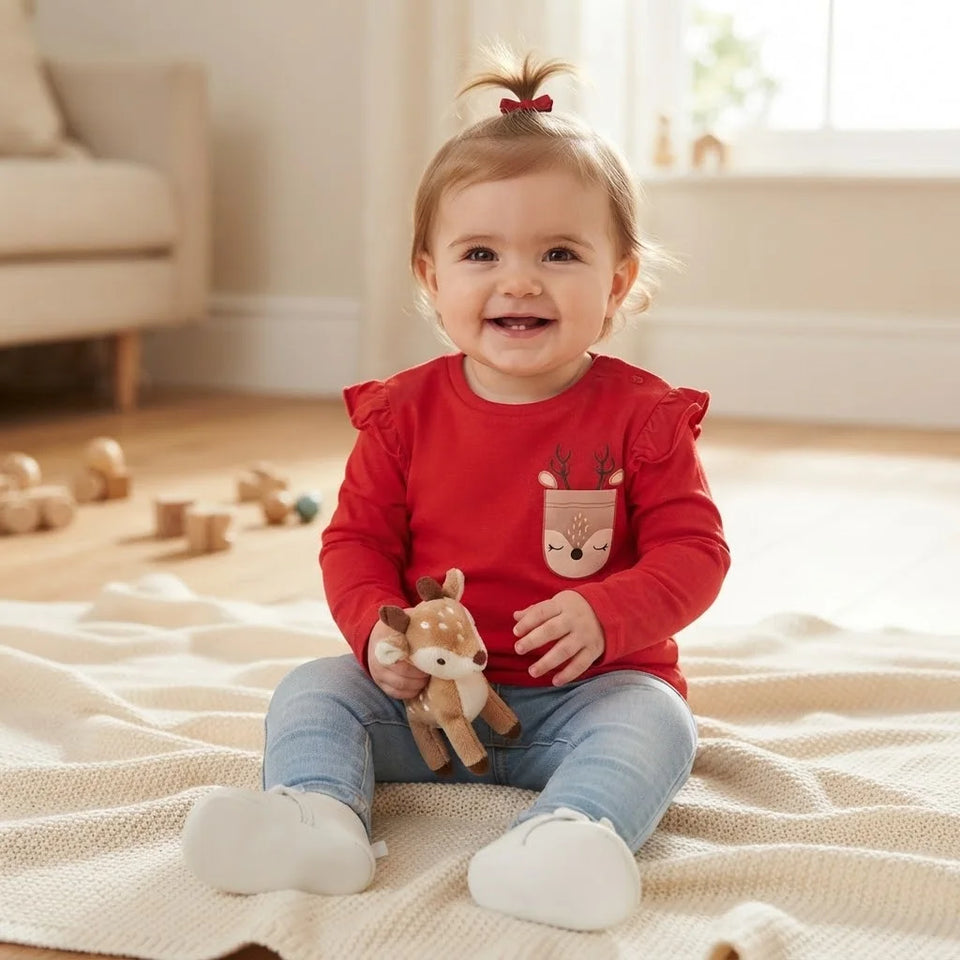 Sinsay Baby Girl's Red Chest Print Long-Sleeves Blouse