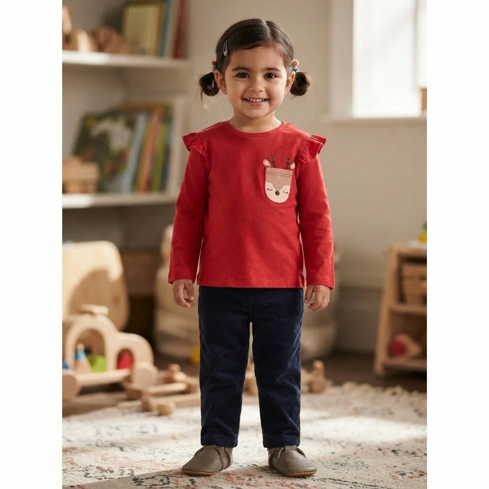 Sinsay Girl's Red Chest Print Long-Sleeves Blouse