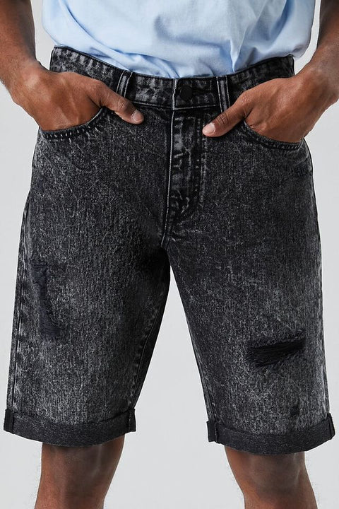 Forever 21 Men's Washed Black Ripped Denim Short |Forever 21 In Lebanon