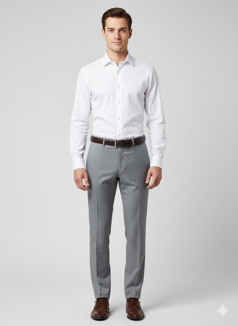 Haggar Men's Grey Classic Casual With Micro-Pattern Trouser| Haggar In Lebanon