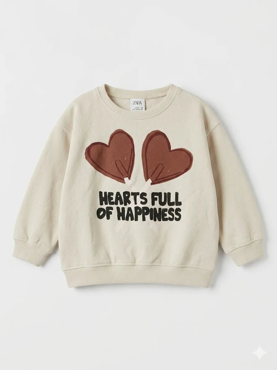 Zara Girl's Stone "Hearts Full Of Happiness" Graphic Print Sweatshirt | Zara In Lebanon