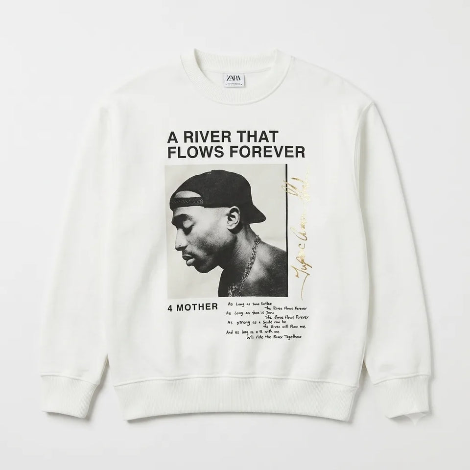 Zara Boy's White "A River That Flows Forever" Graphic Print Sweatshirt | Zara In Lebanon