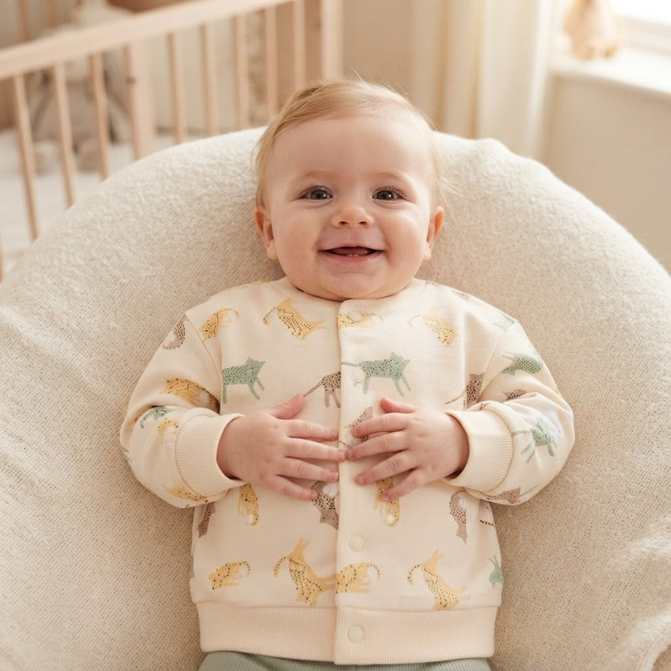 Sinsay Baby Boy's Beige All-Over Print Cardigan