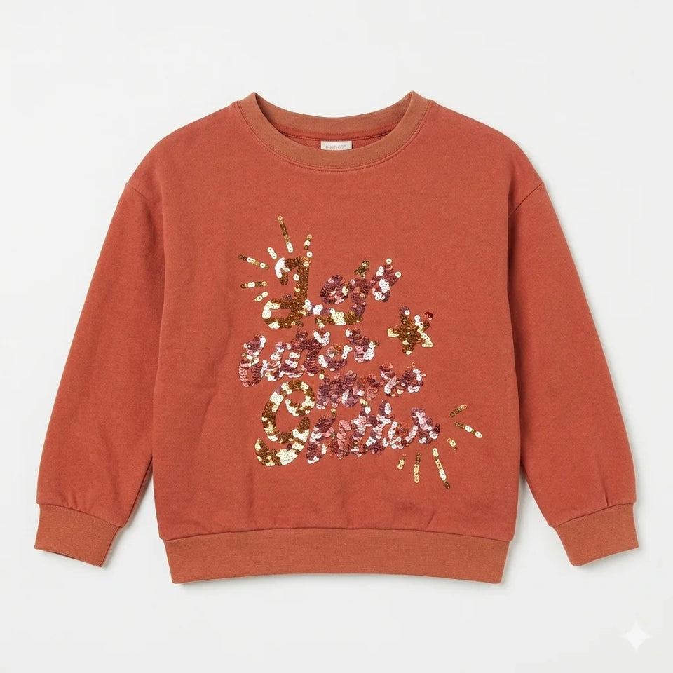 Zara Girl's Brick Sequined Text Sweatshirt | Zara In Lebanon