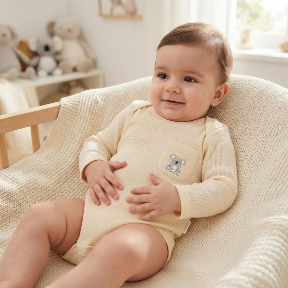 Sinsay Baby Boy's Beige Chest Pocket Bodysuit